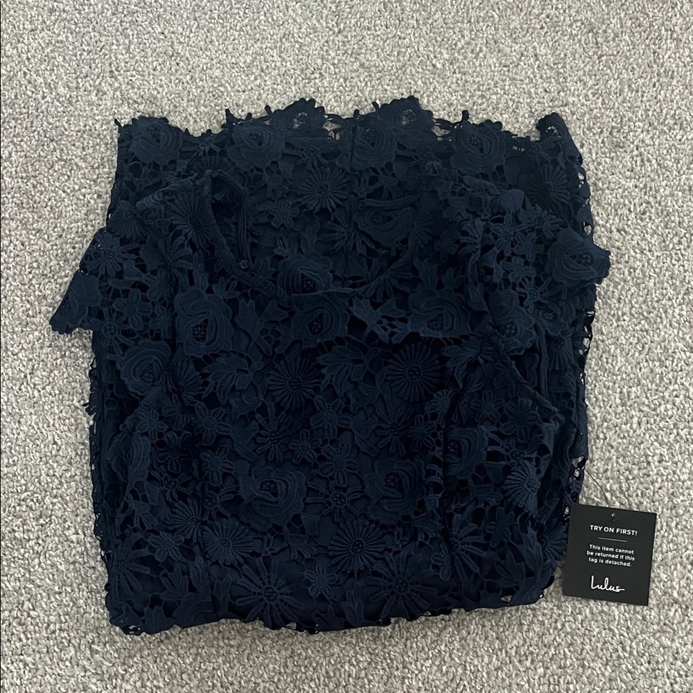 Lulu's Midnight Blue Lace Blouse